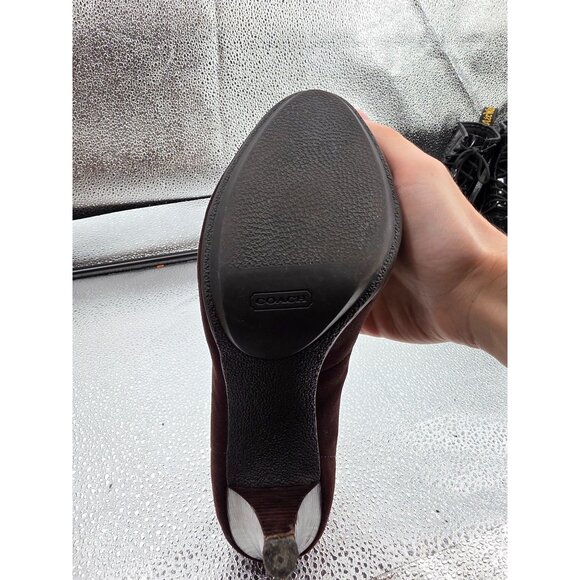 Coach Brown Suede High Heel Pumps Size 7 - Picture 7 of 9